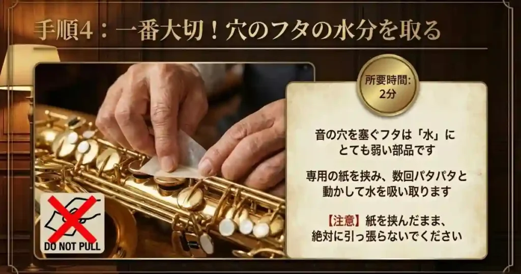 ステップ4：タンポの水分を取る