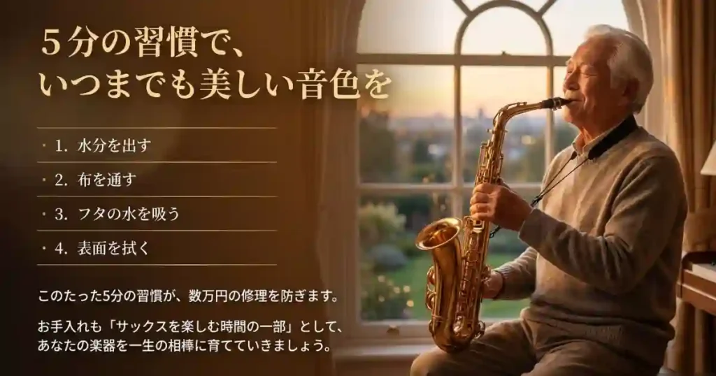 まとめ：サックスは5分のお手入れが楽器を何年も長持ちさせる