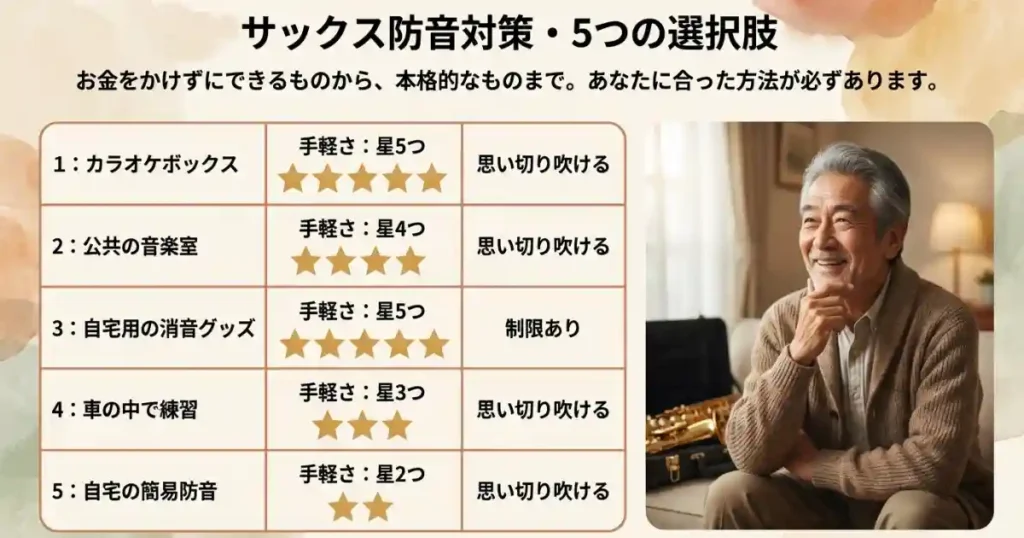 うるさいを解決！5つのサックス防音対策を比較