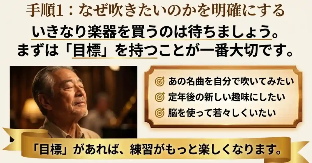 「なぜサックスを吹きたいのか」を明確にする